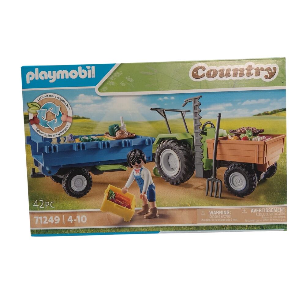 Playmobil Country Harvester Tractor with Trailer Set 71249 New In Box (NIB)